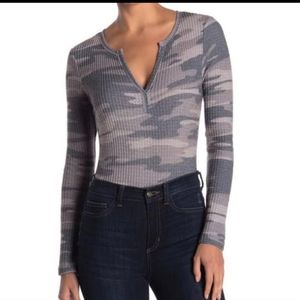 Socialite Charcoal Camo Waffle Long Sleeve Bodysui
